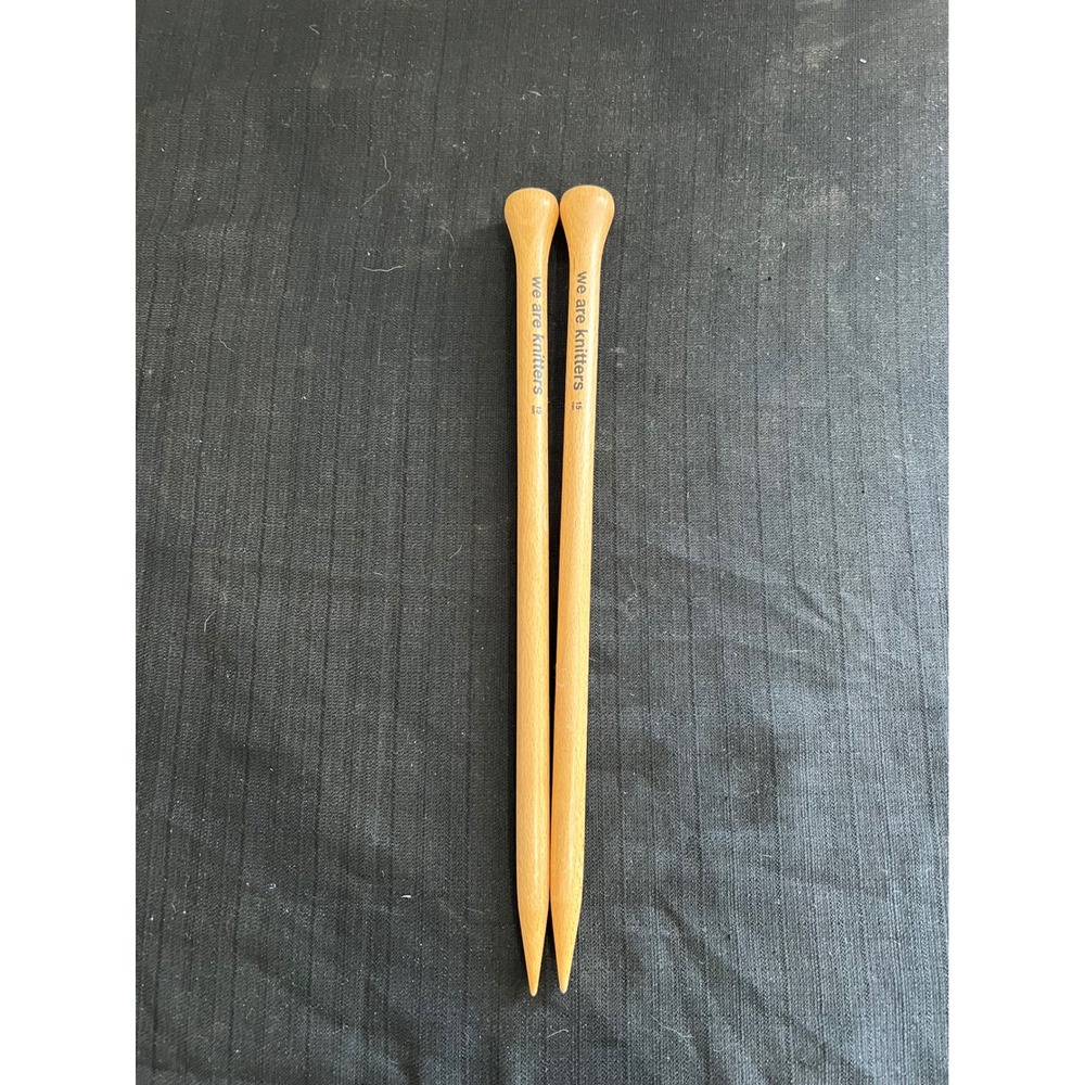 We Are Knitters 15mm Beechwood Straight Knitting Needles 40cm US 19 Natural Wood